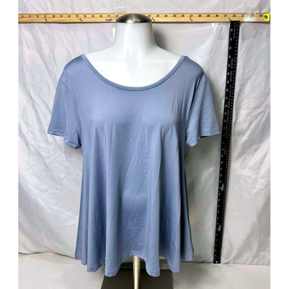 Loveu.Dear ~ Tunic Top ~ Small ~ Dusty Blue/Short Sleeve/Scoop Neck Flowy Casual